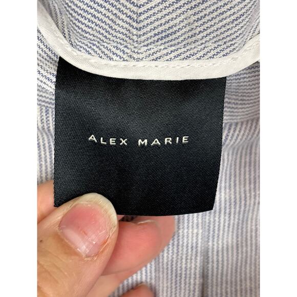 Alex Marie Women’s 14 Blue Stripe Reina Linen Pleated Lightweight Shorts NEW - Picture 4 of 7